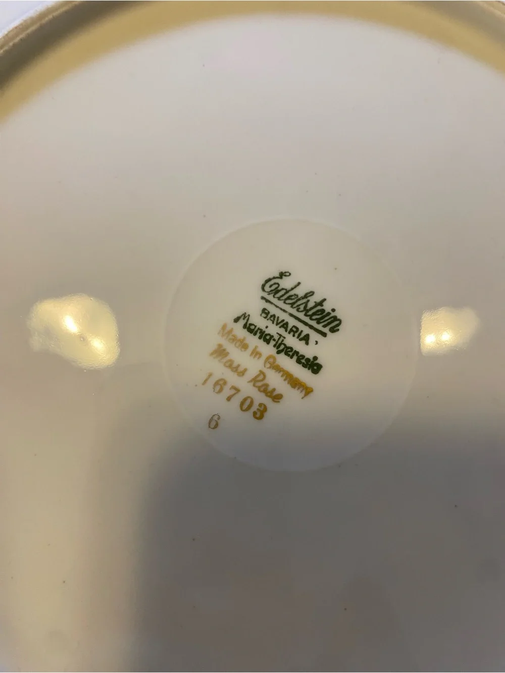 EDELSTEIN MARIA THERESIA MOSS ROSE Set Of 6 Dinner Plates SCALLOP~GOLD TRIM - Picture 4 of 5